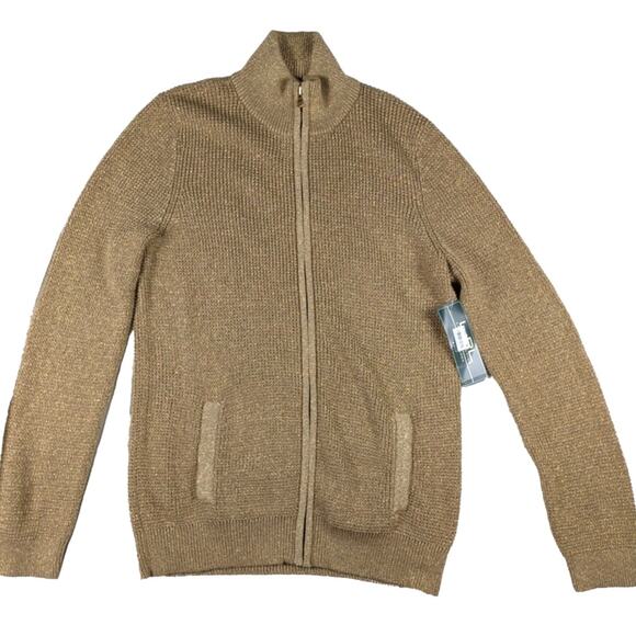 Lauren Ralph Lauren Active Gold Metallic Full Zip Mock Neck Sweater Size XL NWT - Picture 1 of 7